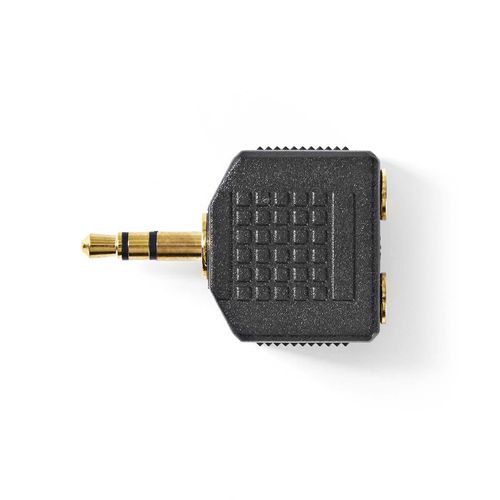 Stereo Audio Adapter | 3.5 mm Male | 2x 3.5 mm Female | Gold Plated | Straight | ABS | Black | 10 pcs | Polybag CAGP22945BKG 5412810298785