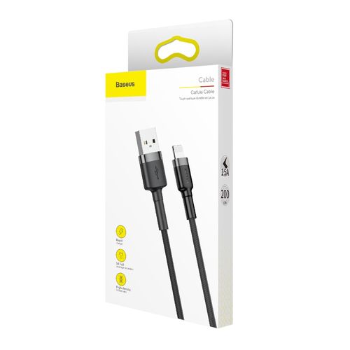 Cable USB2.0 A plug - IP Lightning plug 3.0m Cafule grey+black BASEUS CALKLF-RG1 6953156296305