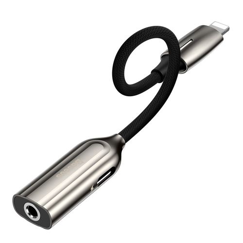 Adapter IP Lightning plug - 3.5mm stereo connector, with charging gray BASEUS CALL56-0A 6953156294103