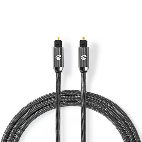 Optical Audio Cable | TosLink Male | TosLink Male | 1.00 m | Round | Cotton | Gun Metal Grey | Cover Window Box CATB25000GY10 5412810318797