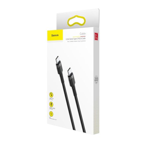 Cable USB C plug - USB C plug 2.0m PD2.0 60W 20V 3A QC3.0 2M grey+black BASEUS CATKLF-HG1 6953156285231