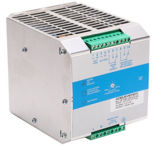 DC-UPS All In One 24V 10A, battery start-up, DIN rail mount, Adelsystem CBI2410A/S