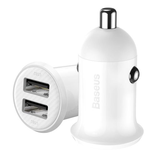 Car Charger 12-24V 2xUSB 4.8A, White CCALLP-02