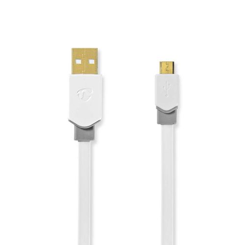 USB Cable | USB 2.0 | USB-A Male | USB Micro-B Male | 480 Mbps | Gold Plated | 1.00 m | Flat | PVC | White | Window Box CCBW60500WT10 5412810263509