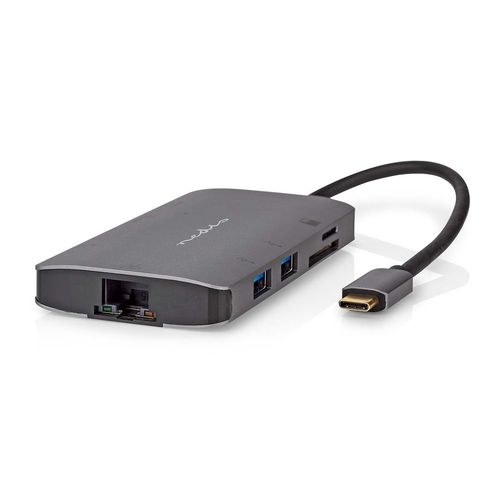 USB Multi-Port Adapter | 7-in-1 | USB 3.2 Gen 1 | USB-C™ Male | HDMI™ Output / Micro SD / RJ45 Female / SD / USB-C™ Female / 3x USB-A Female | 5 Gbps | 0.20 m | Round | Gold Plated | PVC | Anthracite | Box CCBW64240AT02 5412810414253