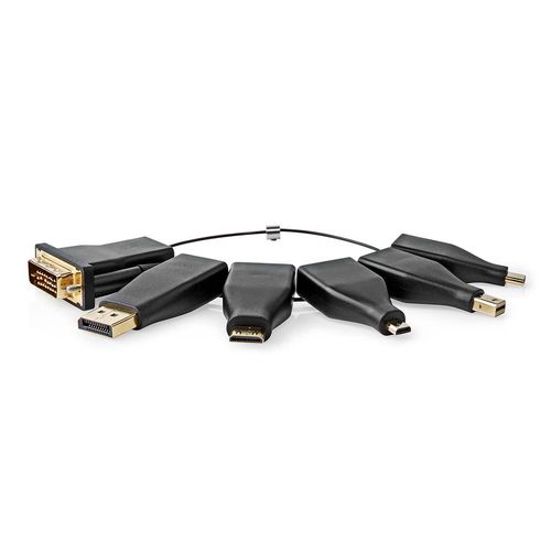 HDMI™ Adapter | DisplayPort Male / DVI-D 24+1-Pin Male / HDMI™ Micro Connector / HDMI™ Mini Connector / Mini DisplayPort Male / USB-C™ Male | HDMI™ Output | Gold Plated | Straight | PVC | Black | 1 pcs | Box CCGB34999BK 5412810336470