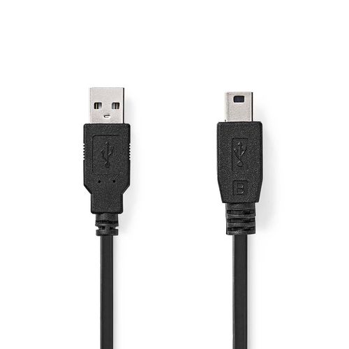 USB Cable | USB 2.0 | USB-A Male | USB Mini-B 5 pin Male | 480 Mbps | Nickel Plated | 1.00 m | Round | PVC | Black | Box CCGB60300BK10 5412810416400