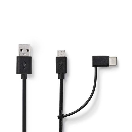 2-in-1 Cable | USB 2.0 | USB-A Male | USB Micro-B Male / USB-C™ Male | 480 Mbps | 1.00 m | Nickel Plated | Round | PVC | Black | Blister CCGB60610BK10 5412810288977