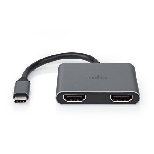 USB-C™ Adapter | USB 3.2 Gen 1 | USB-C™ Male | 2x HDMI™ | 4K@30Hz | 0.10 m | Round | Nickel Plated | PVC | Black | Box CCGB64670BK01 5412810411566