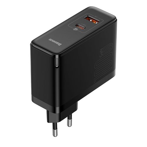 Wall Charger GaN5 Pro 100W USB + USB-C QC4+ PD3.0 with USB-C 1m Cable, Black CCGP090201 6932172608958