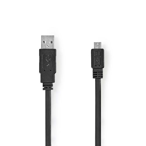 USB Cable | USB 2.0 | USB-A Male | USB Micro-B Male | 480 Mbps | Nickel Plated | 1.00 m | Flat | PVC | Black | Envelope CCGP60410BK10 5412810274871