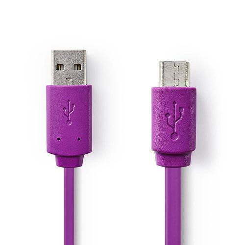 USB Cable | USB 2.0 | USB-A Male | USB Micro-B Male | 2.5 W | 480 Mbps | Nickel Plated | 1.00 m | Flat | PVC | Violet | Polybag CCGP60410VT10 5412810274932