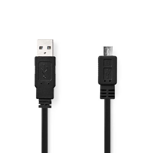 USB Cable | USB 2.0 | USB-A Male | USB Micro-B Male | 480 Mbps | Nickel Plated | 1.00 m | Flat | PVC | Black | Envelope CCGP60505BK10 5412810274864