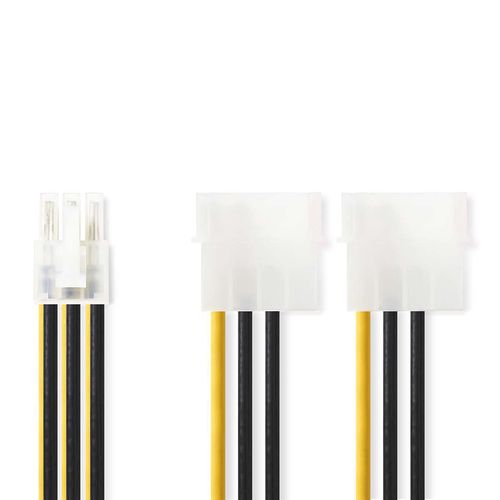 Internal Power cable | 2x Molex Male | PCI Express Female | Gold Plated | 0.20 m | Round | PVC | Black / Yellow | Polybag CCGP74210VA015 5412810279920