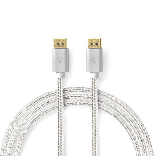 DisplayPort Cable | DisplayPort Male | DisplayPort Male | 8K@60Hz | Gold Plated | 2.00 m | Round | Braided | Silver | Cover Window Box CCTB37014AL20 5412810333370