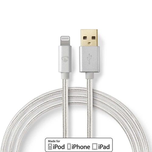 Lightning Cable | USB 2.0 | Apple Lightning 8-Pin | USB-A Male | 480 Mbps | Gold Plated | 1.00 m | Round | Braided / Nylon | Aluminium | Cover Window Box CCTB39300AL10 5412810262564