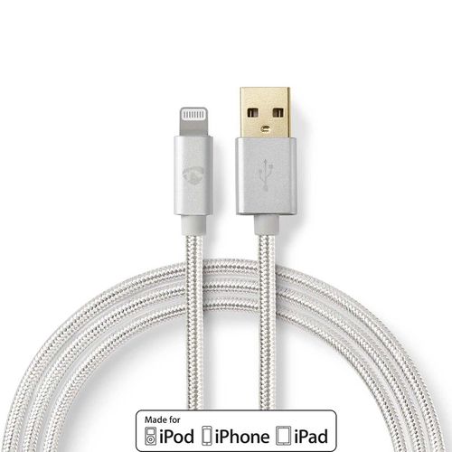 Lightning Cable | USB 2.0 | Apple Lightning 8-Pin | USB-A Male | 480 Mbps | Gold Plated | 2.00 m | Round | Braided / Nylon | Aluminium | Cover Window Box CCTB39300AL20 5412810262571