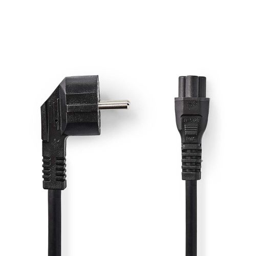 Power Cable | Plug with earth contact male | IEC-320-C5 | Angled | Straight | Nickel Plated | 2.00 m | Round | PVC | Black | Box CEGB10100BK20 5412810289400