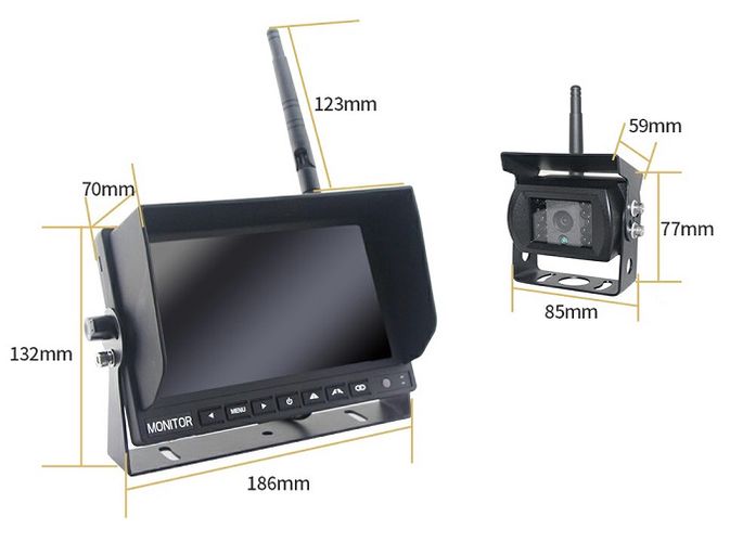 Wireless Backup Camera System 7" with 1 camera and monitor for 4 cameras CM-709MDW