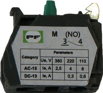 Modular contact block, 1NC, green button, PF BALTIC CONT-G-NO 4779040152517