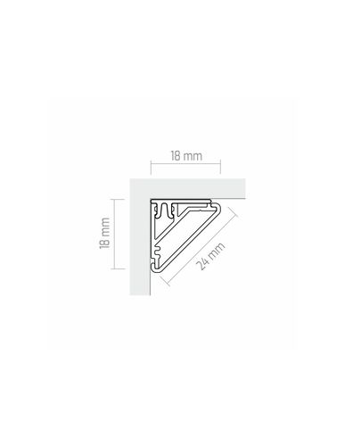 Aluminum profile with white cover for LED strip, anodized, corner 45° CORNER LINE, 2m CORNERLINE-OP-2M-S 5900652147786