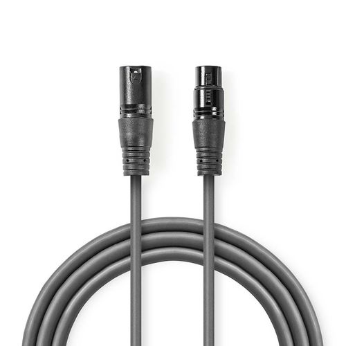 Balanced Audio Cable | XLR 3-Pin Male | XLR 3-Pin Female | Nickel Plated | 15.0 m | Round | PVC | Dark Grey | Gift Box COTG15010GY150 5412810295661