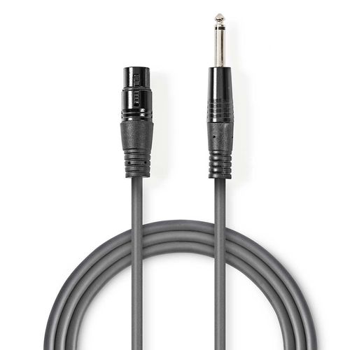 Unbalanced Audio Cable | XLR 3-Pin Female | 6.35 mm Male | Nickel Plated | 3.00 m | Round | PVC | Dark Grey | Carton Sleeve COTH15120GY30 5412810295401