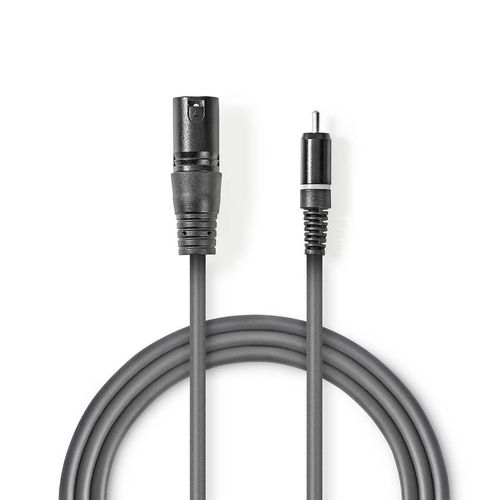 Unbalanced Audio Cable | XLR 3-Pin Male | RCA Male | Nickel Plated | 3.00 m | Round | PVC | Dark Grey | Carton Sleeve COTH15205GY30 5412810295449
