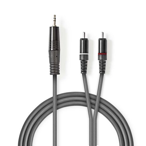 Stereo Audio Cable | 3.5 mm Male | 2x RCA Male | Nickel Plated | 5.00 m | Round | Dark Grey | Carton Sleeve COTH22200GY50 5412810295227