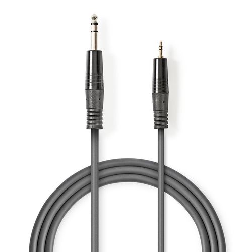 Stereo Audio Cable | 6.35 mm Male | 3.5 mm Male | Nickel Plated | 1.50 m | Round | Dark Grey | Carton Sleeve COTH23205GY15 5412810295296