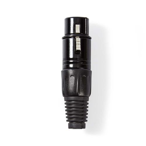 XLR Connector | Straight | Female | Nickel Plated | Soldering | Cable input diameter: 5.0 mm | Metal | Black | 1 pcs | Polybag COTP15902BK 5412810296484