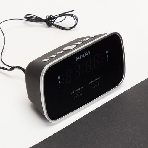 Alarm Clock Radio with 2xUSB Charging Ports, Black CRU-19BK 8435256896756