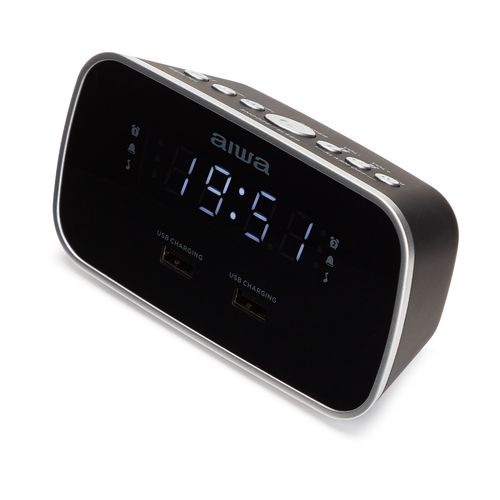 Alarm Clock Radio with 2xUSB Charging Ports, Black CRU-19BK 8435256896756