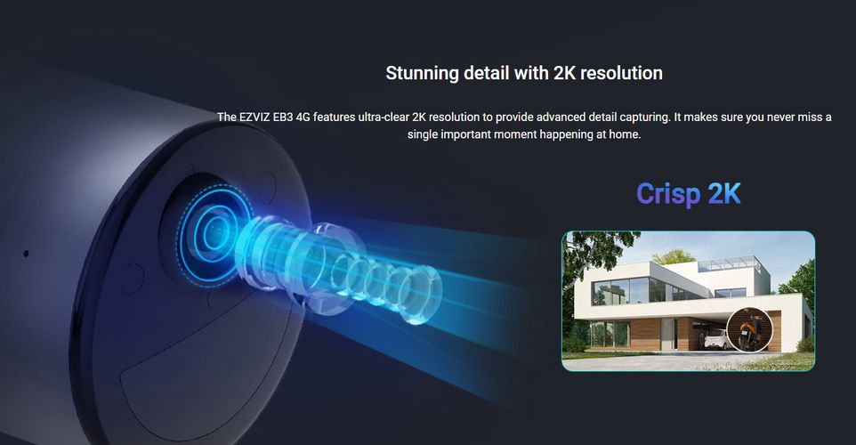 Wireless camera with 4G LTE, SIM card slot, 3MP, USB C, MicroSD up to 512GB CS-EB3-4G 6941545635354