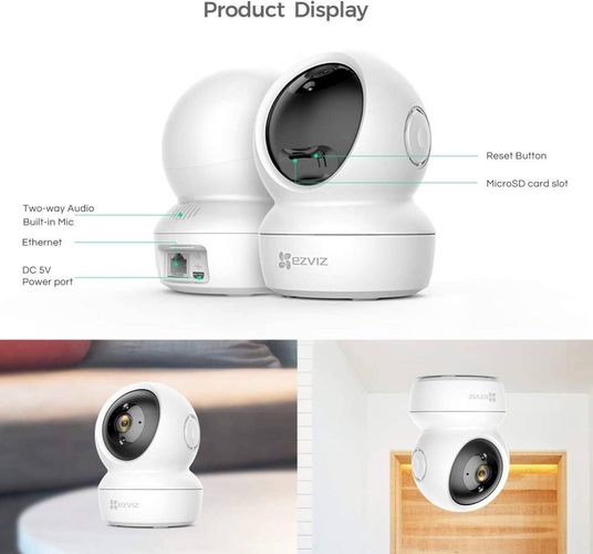 Wireless Wi-Fi camera H6C, 1080p, 360° PT, Micro SD up to 512GB, IP20, EZVIZ CS-H6C-1080P 6941545614267