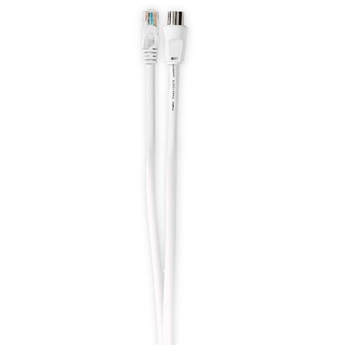 Coax Cat6 Combi Cable | IEC (Coax) Male / RJ45 Male | IEC (Coax) Female / RJ45 Male | Nickel Plated | RG58 | 75 Ohm | Double Shielded | 5.00 m | Round | PVC | White | Label CSGL4500WT50 5412810426416