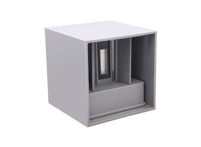 Outdoor wall mounted luminaire LED 2x3W 4000K IP54, adjustable, grey CUBE, LEDOM 478191