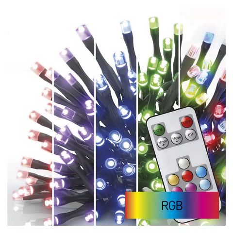 LED garland, 230Vac, 12m, 120 x LED, RGB, controller, IR remote control, EMOS D4AA03 8592920100226