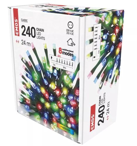 LED garland 230Vac, 24m 240 x LED, multicolor, with controller, EMOS D4AM10 8592920100165