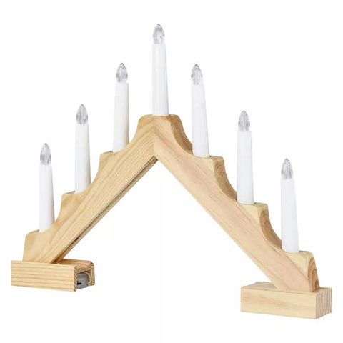 Christmas decoration "CANDLES" 2xAA, 29cm, 7 x LED, warm white, wooden, timer, EMOS DCAW11 8592920098417