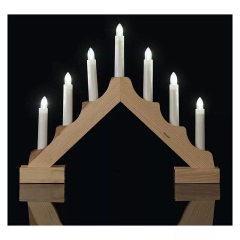 Christmas decoration "CANDLES" 2xAA, 29cm, 7 x LED, warm white, wooden, timer, EMOS DCAW11 8592920098417