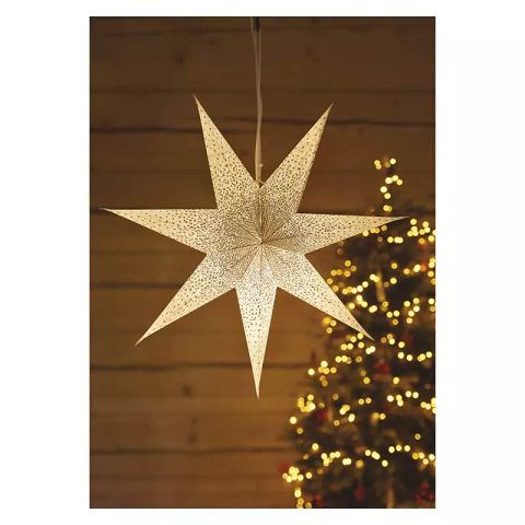 Christmas decoration "STAR" for 230Vac E14 LED lamp, 60 cm, white, with power cord and switch, EMOS DCAZ08