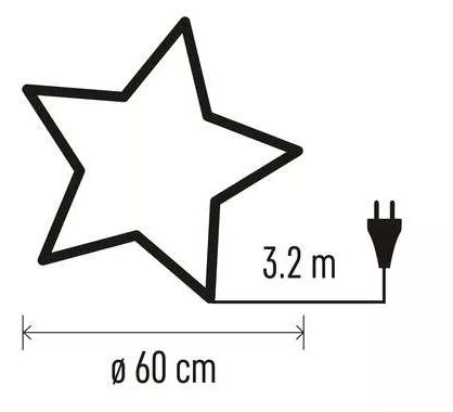 Christmas decoration "STAR" for 230Vac E14 LED lamp, 60 cm, white, with power cord and switch, EMOS DCAZ08