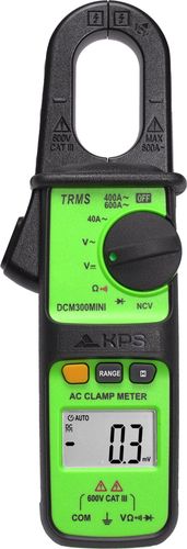 Mini AC Clamp Meter, D26mm, 600A AC, 600V AC/DC, 40MOm, NCV CAT III, TRMS, 4000 LCD, KPS DCM300MINI 8435394788906