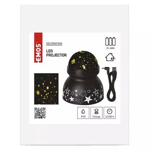 LED decorative projector "SPACE", 3xAA, warm white, EMOS DCPW05 8592920099582
