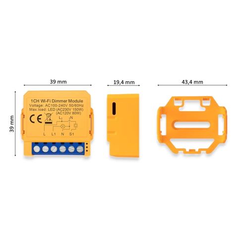 Smart Wi-Fi dimmer, TRIAC 230Vac, 150W, works with regular switch, TUYA / Smart Life DMS16-Y1 6976037361244