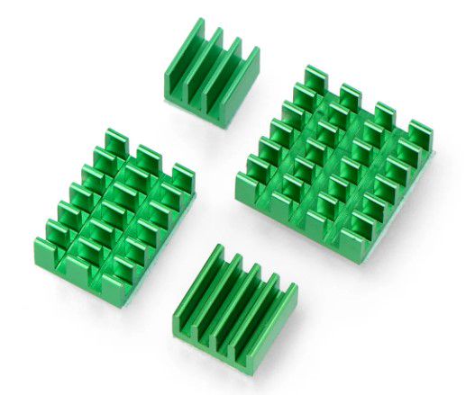 Set of heat sinks for Raspberry Pi - with heat transfer tape - 4pcsgreen - 4pcs. DNG-18749 5904422353032