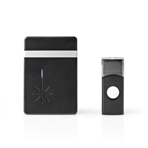 Wireless Doorbell Set | Battery Powered | 3 V DC | 1x CR2032 | Volume: 80 dB | Signal range: 300 m | IP44 | 36 Melodies | 1 Receiver | Black DOORB212BK 5412810328055