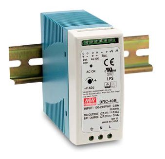 40W single output DIN rail with Battery Charger (UPS Function) 13.8V 1.9A DRC-40A