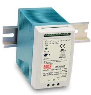 100W single output DIN rail with Battery Charger (UPS Function) 27.6V 1.25A DRC-100B